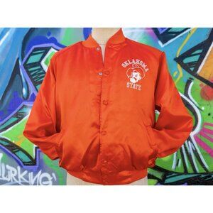 OKLAHOMA STATE COWBOYS NCAA Vintage Bomber Jacket Size Medium - Orange